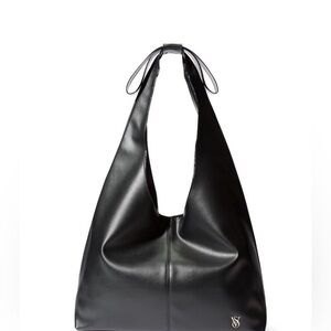 Victoria's Secret Black Leather Shoulder Hobo Bag
